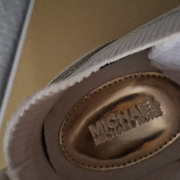 Michael Kors Georgie Knit Trainer Wedge Sneakers, Size 8, Color Cream/Pale Gold - Picture 3 of 8